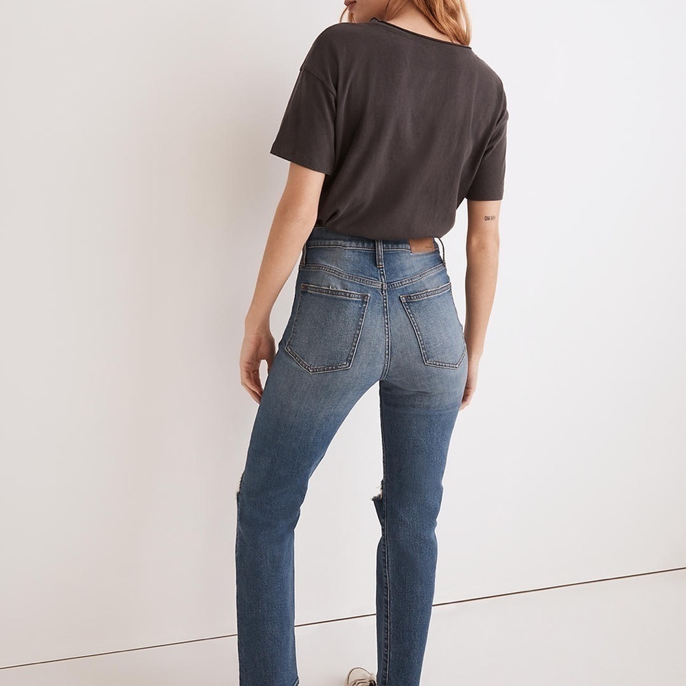 MadeWell The Perfect Vintage Crop Jean in Gooding Wash: Knee-Rip Edition ND503 - Picture 4 of 6
